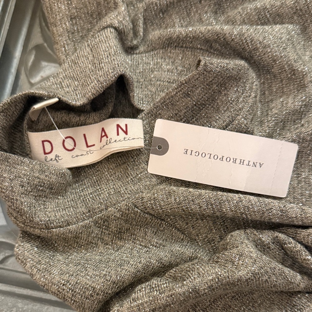 Anthropologie Dolan Metallic Mock Neck Puff Sleeve Shoulder Long Sleeve Top - Picture 8 of 8